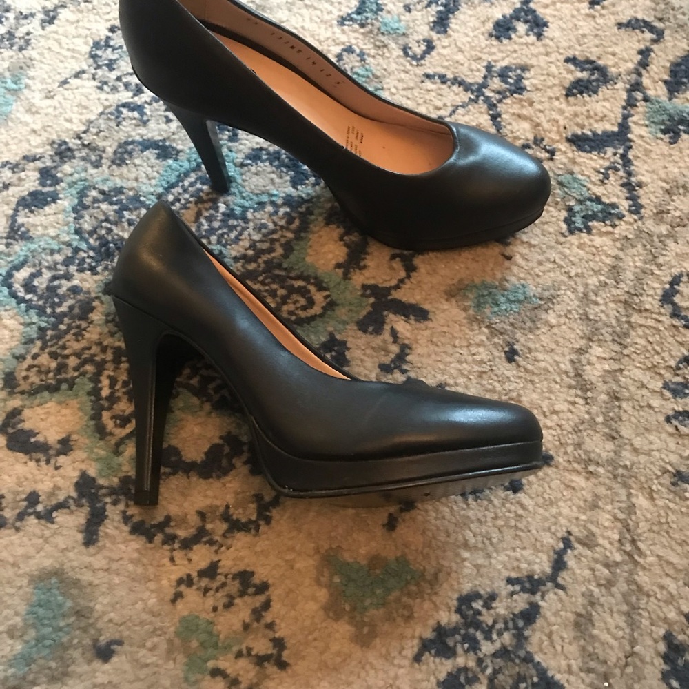 Black Leather Platform Heels by RSVP